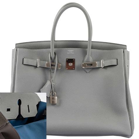 Hermes Birkin 35 Verso Gris Mouette Blue Agate Exclusive